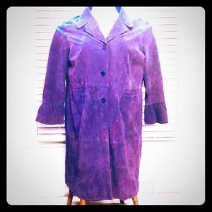 Purple Suede Leather Coat Plus Size 26